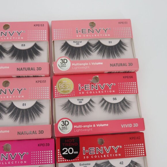 Lot of 28 I Envy by KISS 3D Collection Strip Eyelashes Black NO Adhesive NEW - Picture 6 of 13